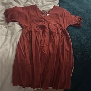 Rust Red Short Sleeve Dress